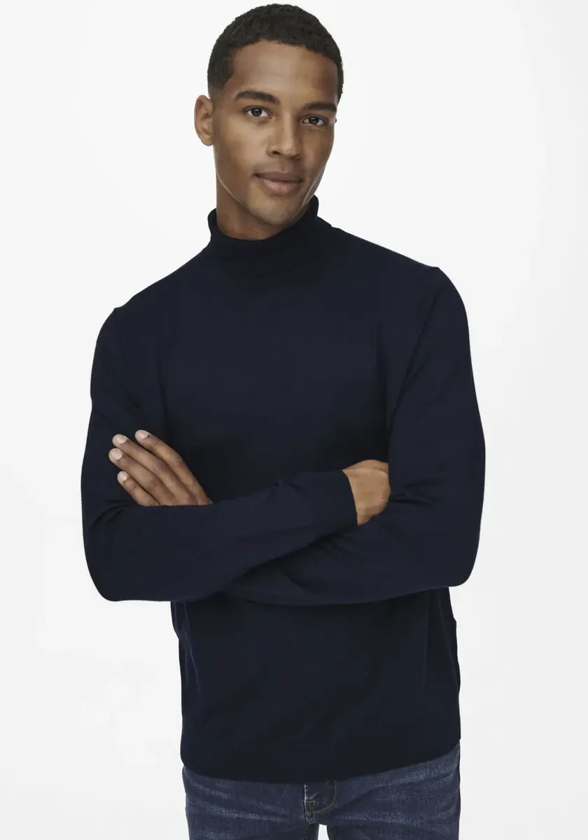 Свитер с высоким воротником ONLY & SONS "ONSWYLER LIFE REG ROLL NECK KNIT NOOS", синий
Свитер с высоким воротником ONLY & SONS "ONSWYLER LIFE REG ROLL NECK KNIT NOOS", синий
