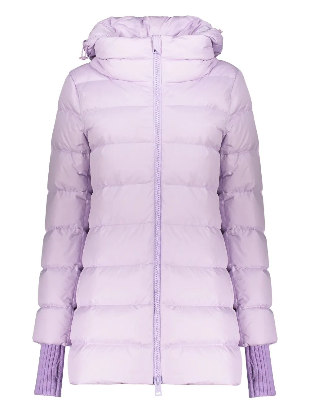 Пуховик с капюшоном и вязаными вставками Herno, фиолетовый 
Пуховик с капюшоном и вязаными вставками Herno, фиолетовый