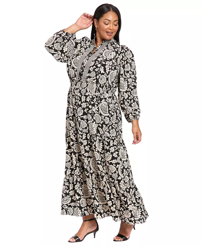 Платье макси больших размеров с ярусами London Times, черный
Платье макси больших размеров с ярусами London Times, черный