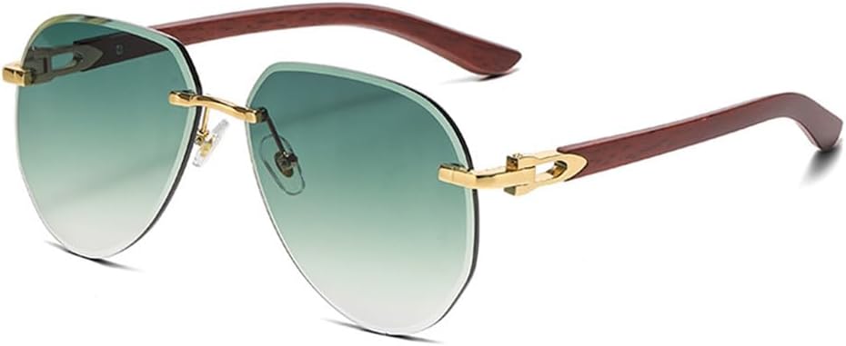 Винтажные солнцезащитные очки-пилот без оправы для женщин и мужчин, дизайнерские очки с текстурой дерева, популярные солнцезащитные очки с градиентным покрытием UV400 UJNHGQ, Green
Винтажные солнцезащитные очки-пилот без оправы для женщин и мужчин, дизайнерские очки с текстурой дерева, популярные солнцезащитные очки с градиентным покрытием UV400 UJNHGQ, Green