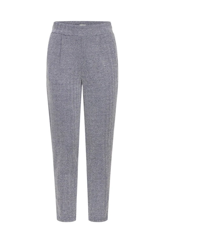 Брюки из жаккарда в елочку синего цвета Ichi, серый
Брюки из жаккарда в елочку синего цвета Ichi, серый