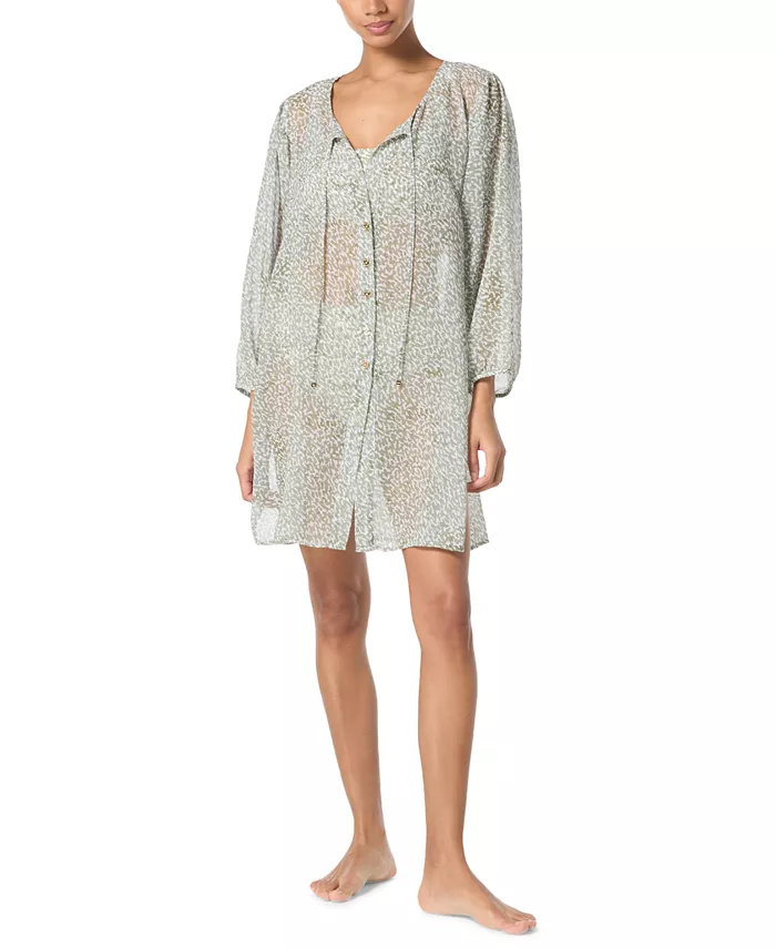 Женская печатная рубашка на пуговицах Michael Kors, зеленый
Женская печатная рубашка на пуговицах Michael Kors, зеленый