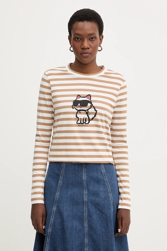 Хлопковый лонгслив ikon Karl Lagerfeld, бежевый
Хлопковый лонгслив ikon Karl Lagerfeld, бежевый