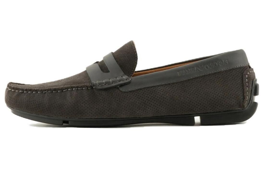 Замшевые мокасины с монограммным принтом Emporio Armani 
Замшевые мокасины с монограммным принтом Emporio Armani