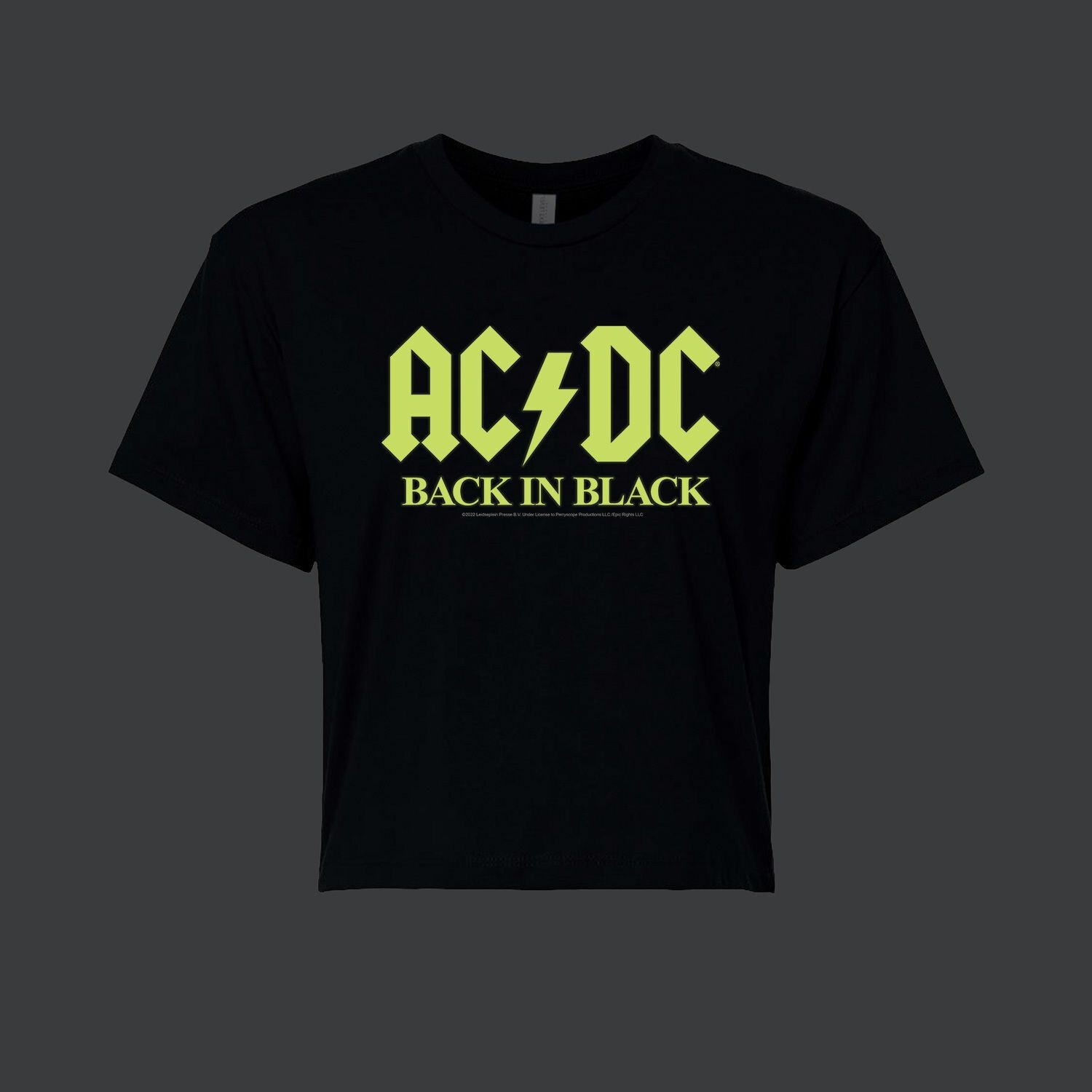 Укороченная футболка с рисунком AC/DC для юниоров, светящаяся в темноте "Back In Black" Licensed Character