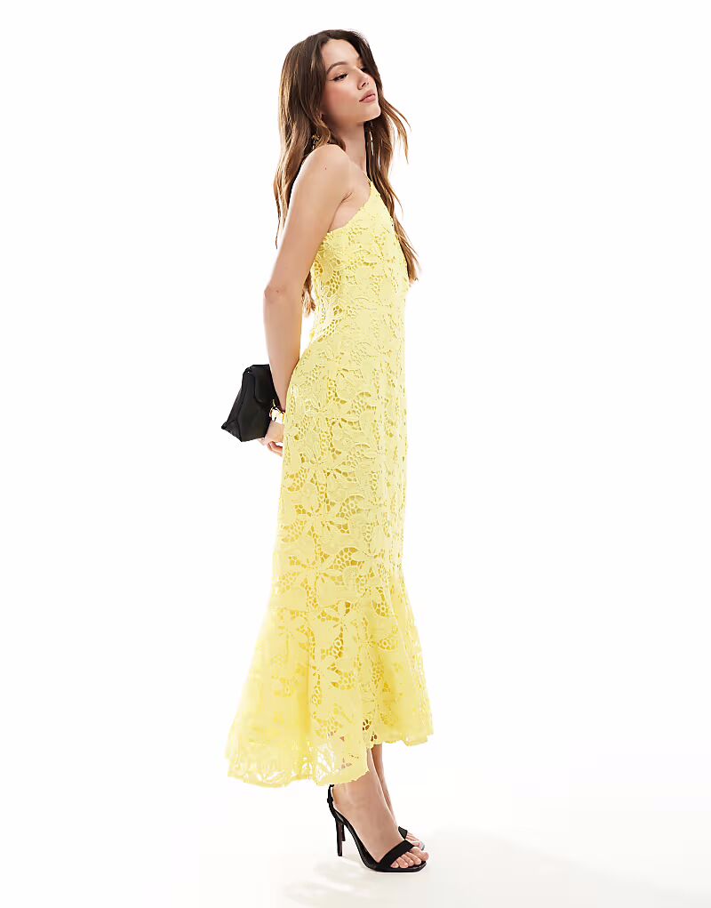 Платье миди с кружевом и халтер-воротником Maya желтого цвета
Платье миди с кружевом и халтер-воротником Maya желтого цвета