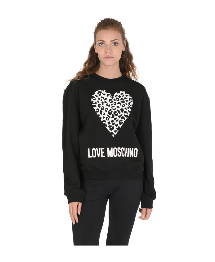 Черная толстовка с леопардовым принтом и сердечком Love Moschino, черный
Черная толстовка с леопардовым принтом и сердечком Love Moschino, черный