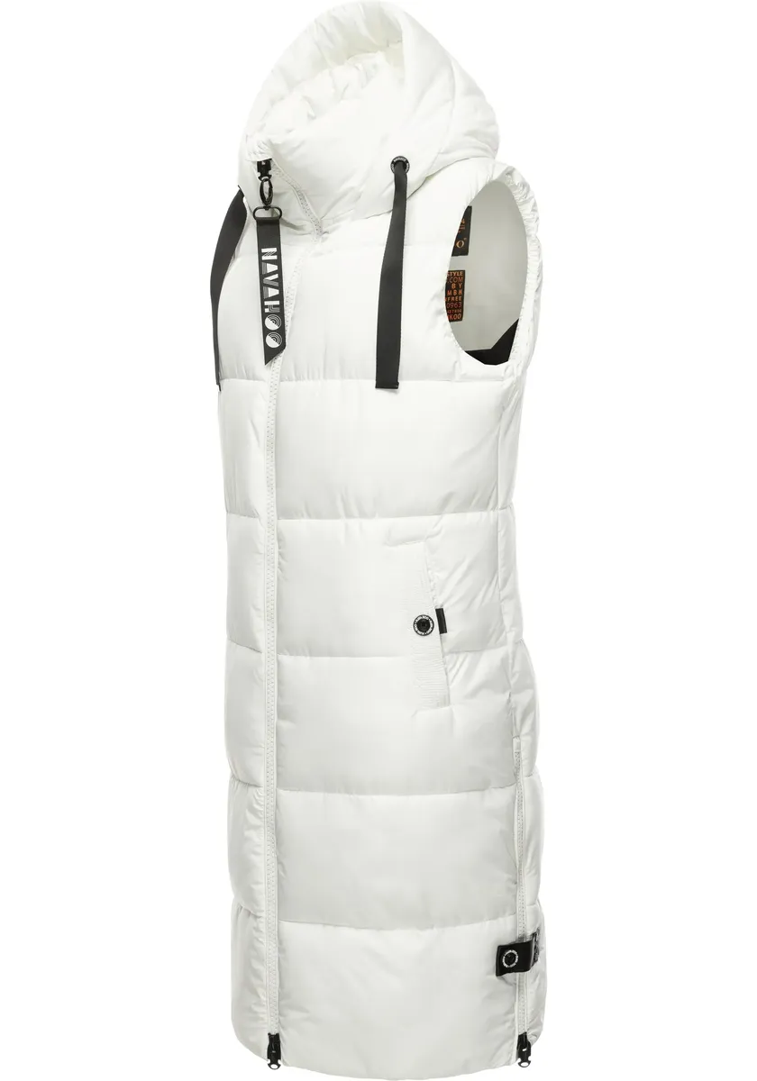 Стеганый жилет Navahoo "Schnuffelchen" (1 шт.), теплый женский уличный жилет длинный с капюшоном, белый