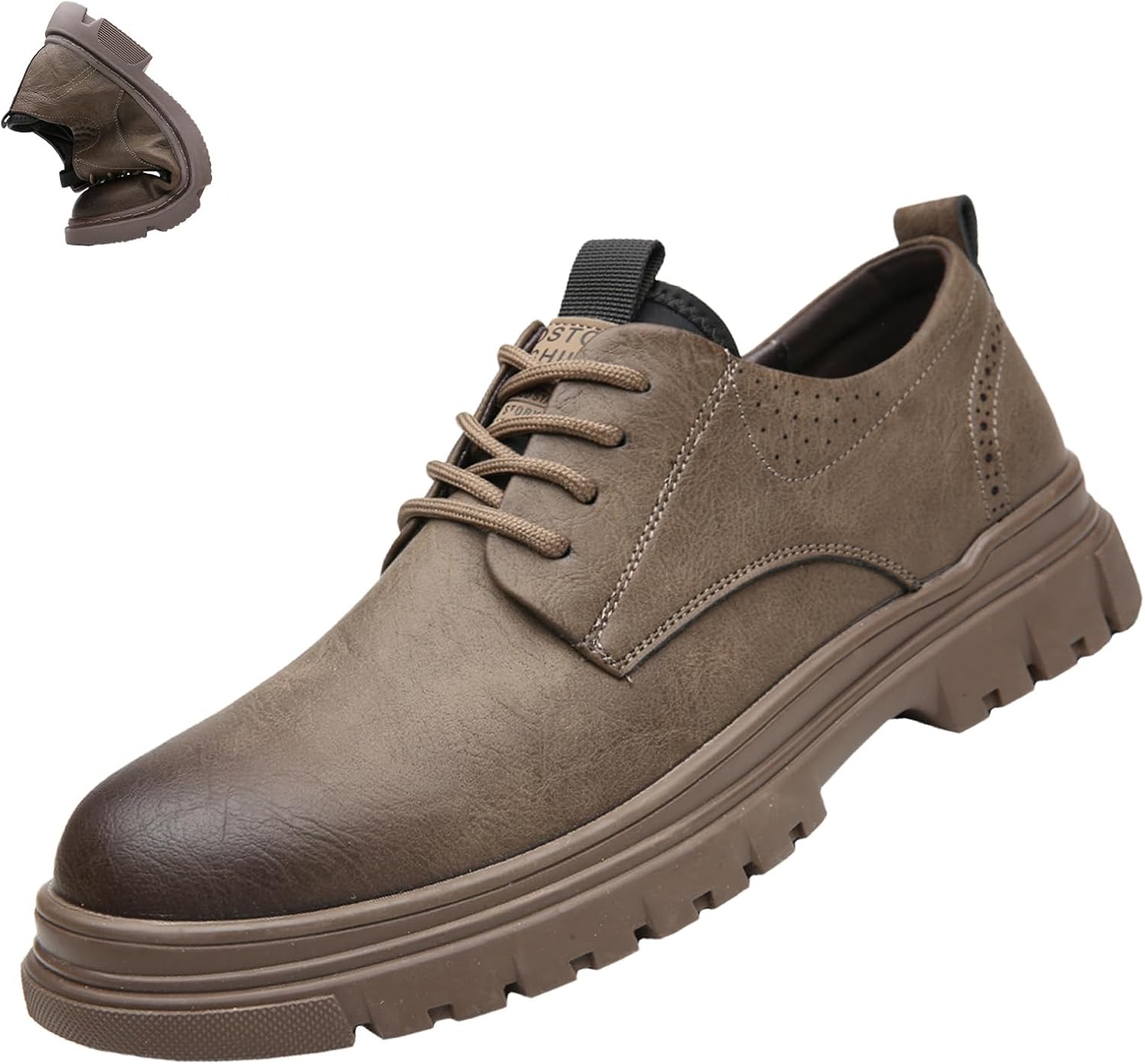 Мужские классические туфли-оксфорды из натуральной кожи на шнуровке, модные с круглым носком, повседневные деловые нескользящие туфли Amazideal, хаки
Мужские классические туфли-оксфорды из натуральной кожи на шнуровке, модные с круглым носком, повседневные деловые нескользящие туфли Amazideal, хаки