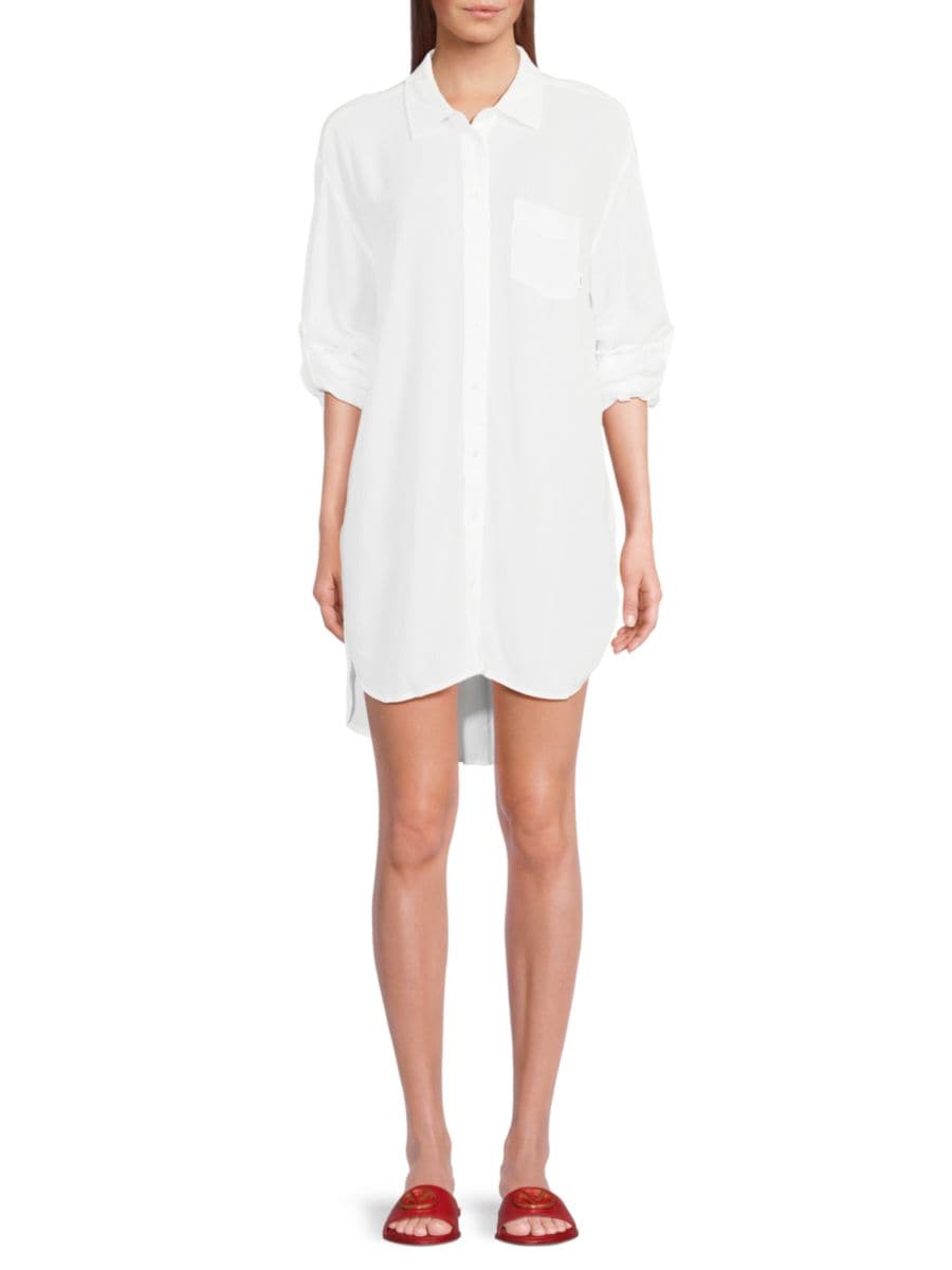 Платье-рубашка из льняной смеси с высоким кроем DKNY, мягкий белый
Платье-рубашка из льняной смеси с высоким кроем DKNY, мягкий белый