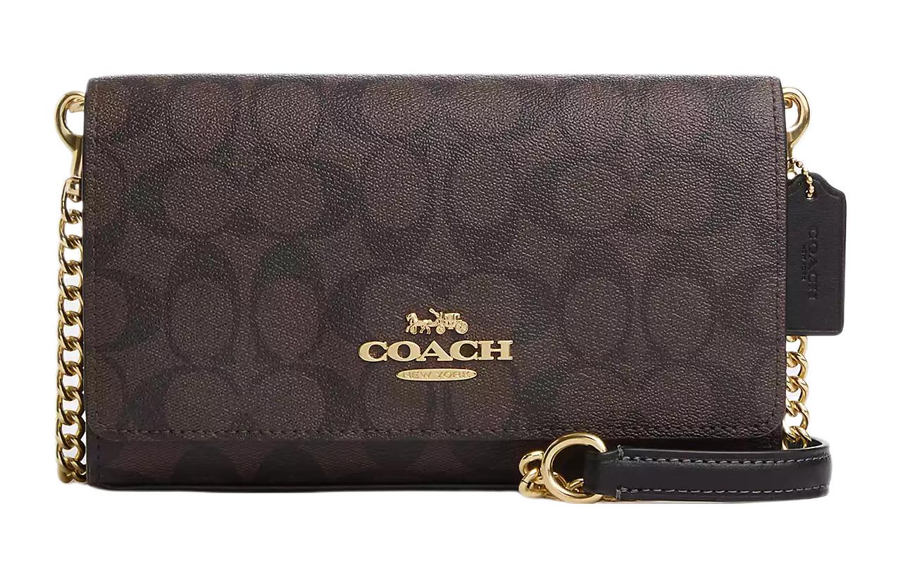 Клатч из холста с кожаной наплечной сумкой, через плечо Трампетс женская коричневая черная COACH
Клатч из холста с кожаной наплечной сумкой, через плечо Трампетс женская коричневая черная COACH