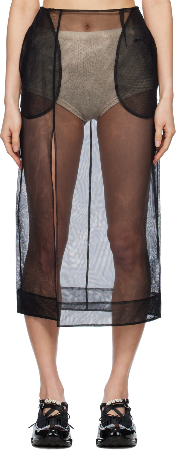 Прозрачная юбка-карандаш миди с разрезом Simone Rocha, черный
Прозрачная юбка-карандаш миди с разрезом Simone Rocha, черный