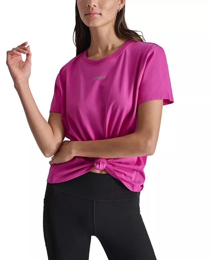 Женская хлопковая футболка с логотипом и узлом спереди DKNY, красный
Женская хлопковая футболка с логотипом и узлом спереди DKNY, красный