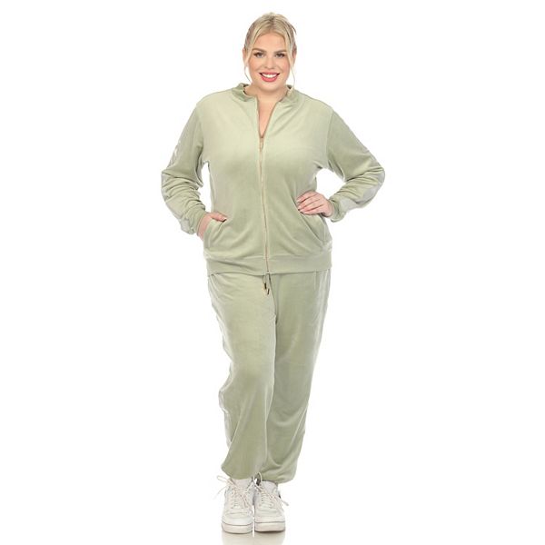 Плюс сайз велюровый костюм с полоской из искусственной кожи Wm Fashion, Sage
Плюс сайз велюровый костюм с полоской из искусственной кожи Wm Fashion, Sage