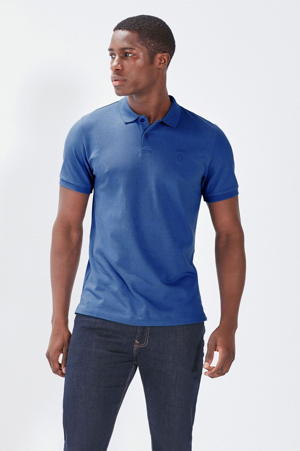 Рубашка поло с коротким рукавом из пике Next, синий 
Рубашка поло с коротким рукавом из пике Next, синий