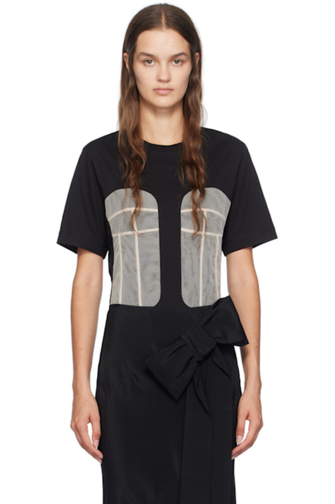 Футболка с черно-бежевыми вставками на груди Simone Rocha
Футболка с черно-бежевыми вставками на груди Simone Rocha