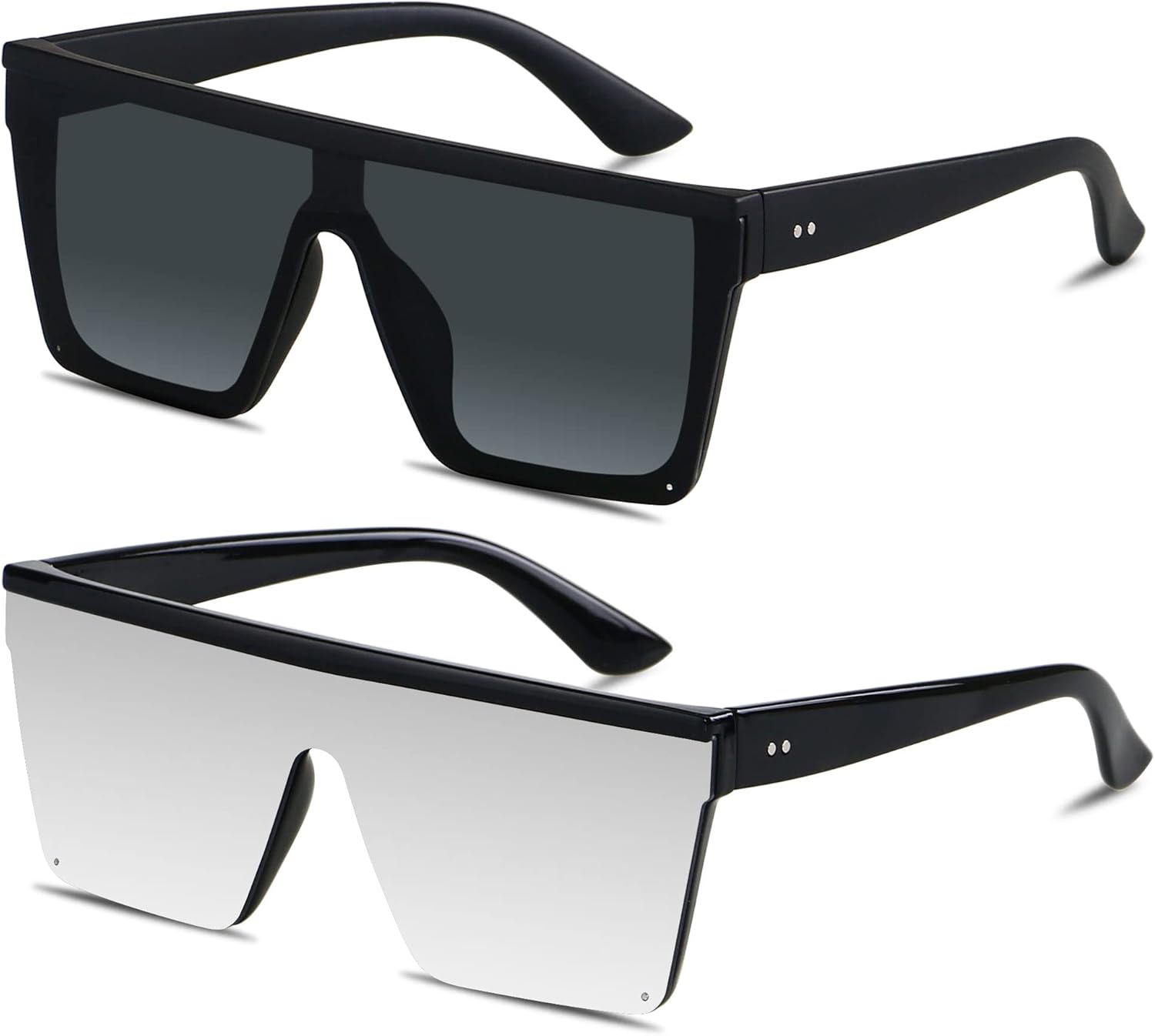 Солнцезащитные очки LYZOIT квадратной формы большого размера для женщин и мужчин, с плоской верхней частью, модные, с большой защитой от УФ-излучения, без оправы, (2pack) Matte Black + Silver
Солнцезащитные очки LYZOIT квадратной формы большого размера для женщин и мужчин, с плоской верхней частью, модные, с большой защитой от УФ-излучения, без оправы, (2pack) Matte Black + Silver