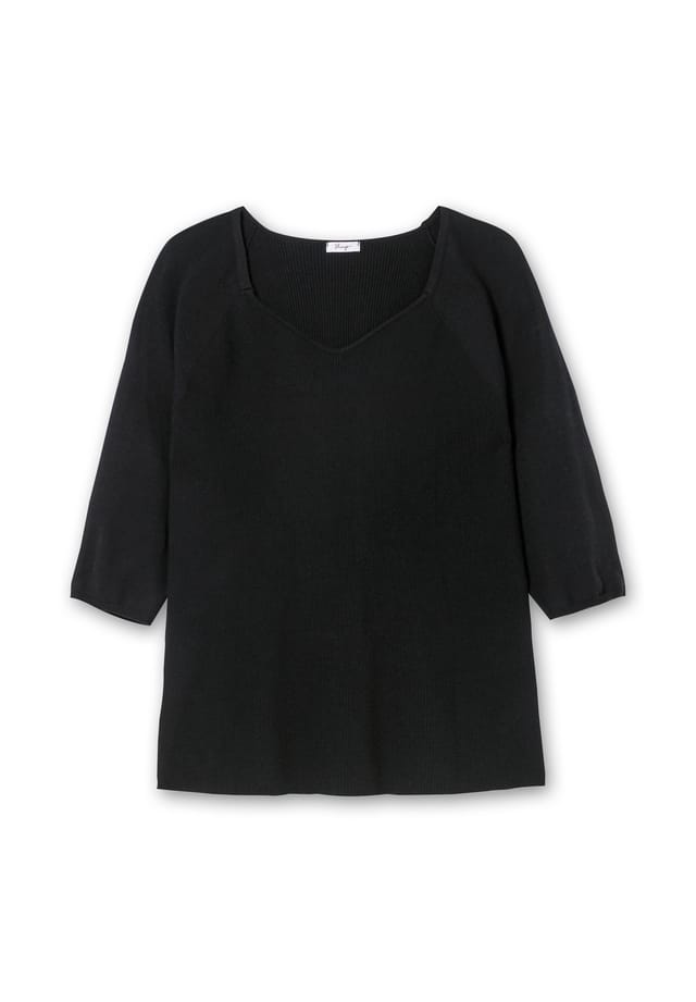 Свитер с V-образным вырезом и ребристым V-образным вырезом Sheego, черный
Свитер с V-образным вырезом и ребристым V-образным вырезом Sheego, черный