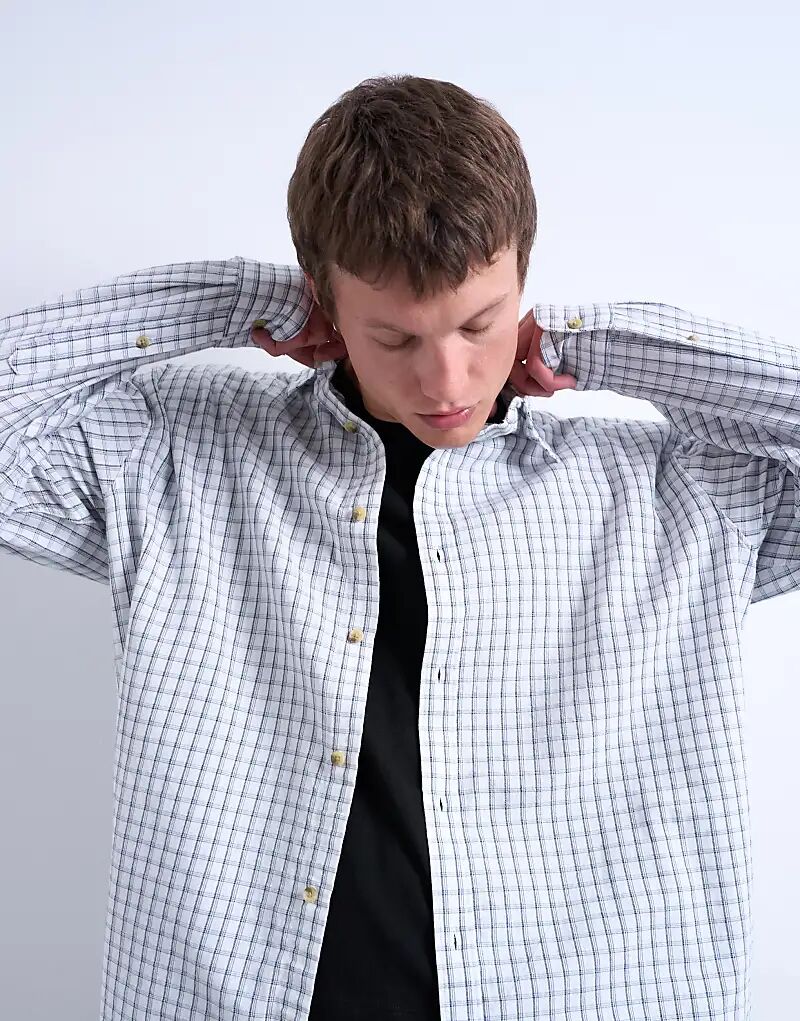 Рубашка Topman свободного кроя в клетку светло-голубого цвета 
Рубашка Topman свободного кроя в клетку светло-голубого цвета