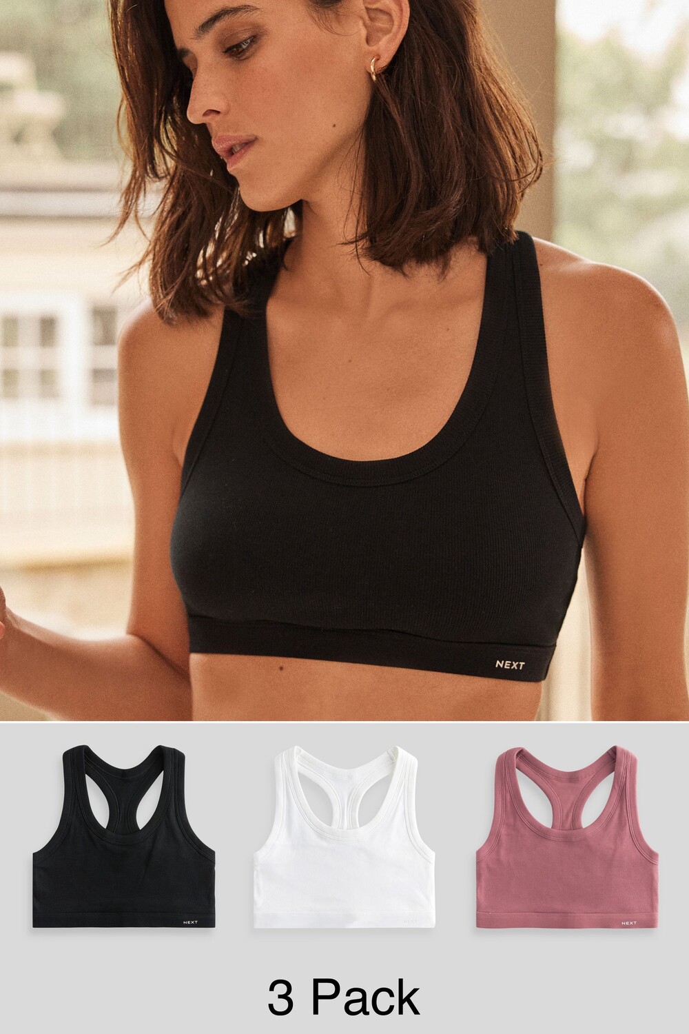 Топы из хлопка в рубчик, 3 шт в упаковке Next, черный
Топы из хлопка в рубчик, 3 шт в упаковке Next, черный