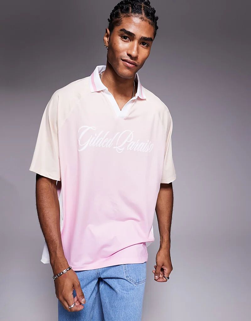 Рубашка-поло свободного кроя ASOS DESIGN с объемным текстовым принтом из спортивной ткани с эффектом омбре и боковыми вставками
Рубашка-поло свободного кроя ASOS DESIGN с объемным текстовым принтом из спортивной ткани с эффектом омбре и боковыми вставками