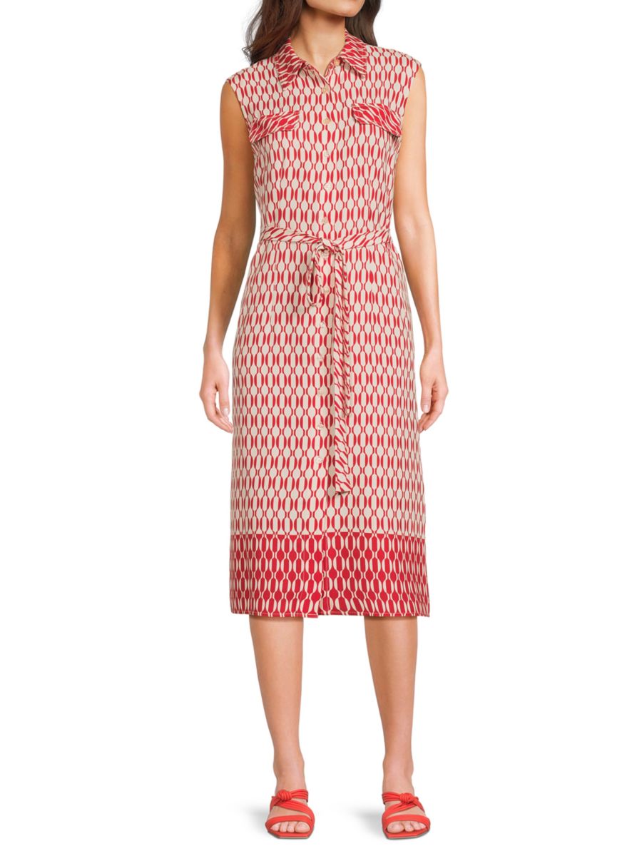 Платье миди без рукавов с поясом и геометрическим принтом Calvin Klein, цвет Red White
Платье миди без рукавов с поясом и геометрическим принтом Calvin Klein, цвет Red White