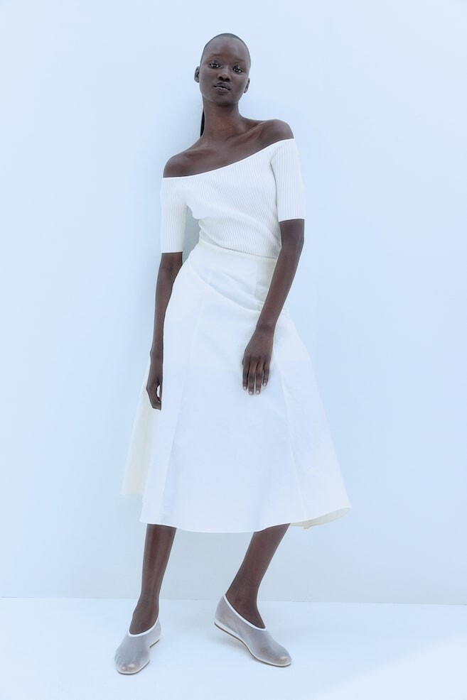 Рубашка без плеч из трикотажа в рубчик H&M, белый
Рубашка без плеч из трикотажа в рубчик H&M, белый