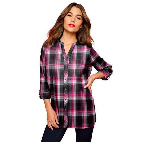 Женская блузка в клетку из фланели с защипами plus size Roaman'S, Black Pink Plaid
Женская блузка в клетку из фланели с защипами plus size Roaman'S, Black Pink Plaid