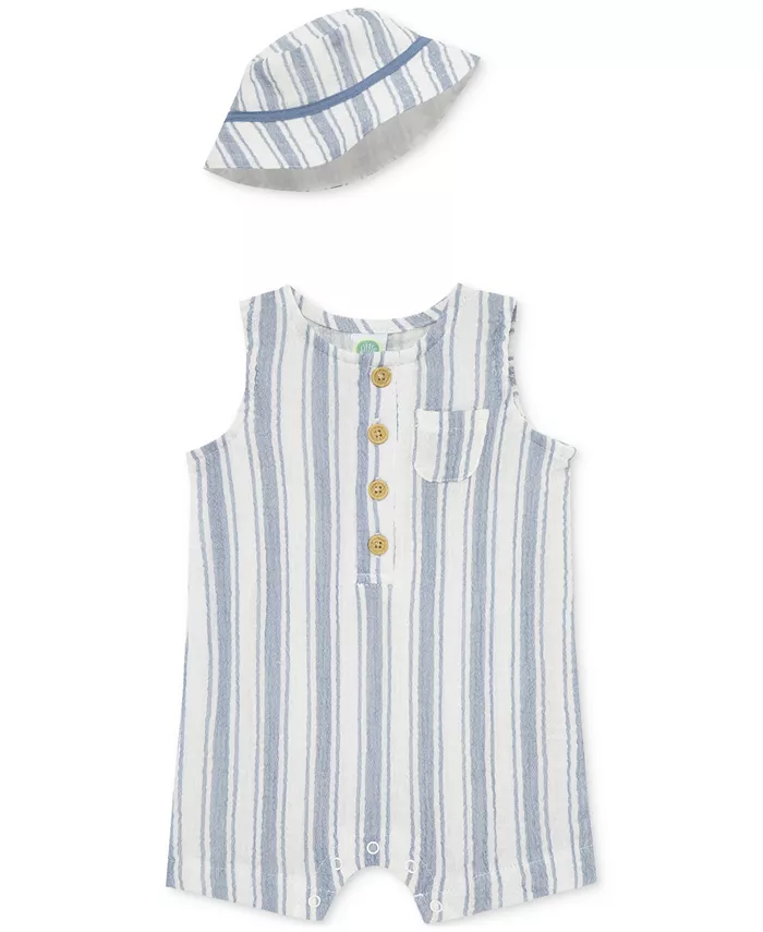 Комплект для мальчиков: ползунки и шляпа-ведро из полосатой марли, 2 предмета Little Me, синий
Комплект для мальчиков: ползунки и шляпа-ведро из полосатой марли, 2 предмета Little Me, синий