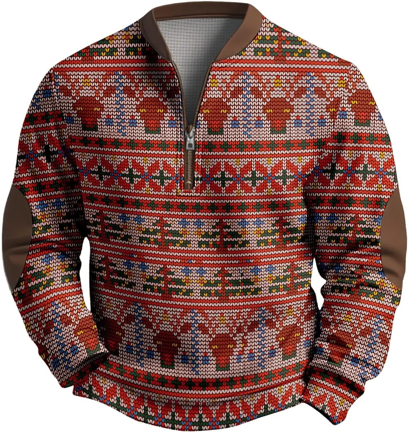 Мужской свитер с V-образным вырезом и молнией на четверть, с рождественским принтом и налокотниками CRNTCEM
Мужской свитер с V-образным вырезом и молнией на четверть, с рождественским принтом и налокотниками CRNTCEM