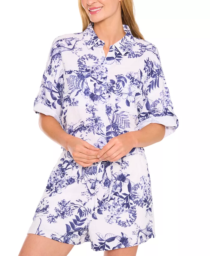 Женская хлопковая рубашка с принтом, воротником и застежкой на пуговицах CeCe, мультиколор
Женская хлопковая рубашка с принтом, воротником и застежкой на пуговицах CeCe, мультиколор