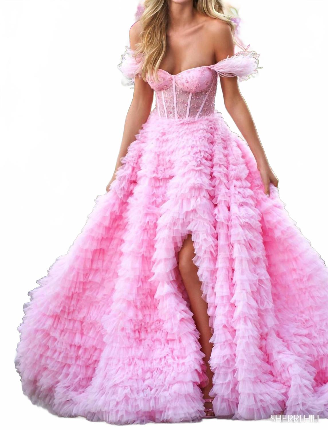 Бальное платье с открытыми плечами, многоярусное, розового цвета Sherri Hill, розовый
Бальное платье с открытыми плечами, многоярусное, розового цвета Sherri Hill, розовый