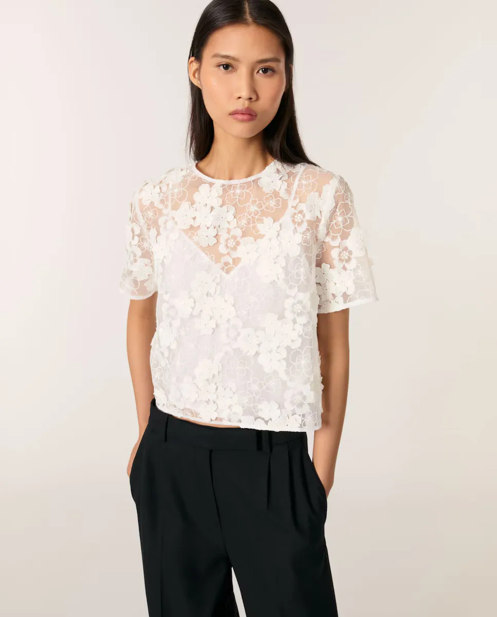 Женский вышитый топ с короткими рукавами Maje, белый
Женский вышитый топ с короткими рукавами Maje, белый