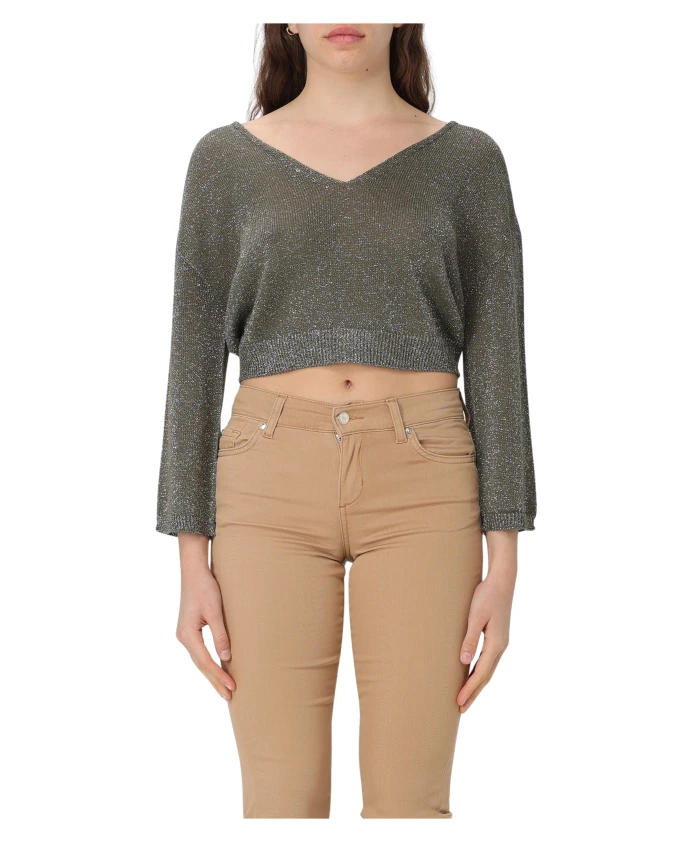 Топ с V-образным вырезом и металлизированными нитями Liu Jo, зеленый
Топ с V-образным вырезом и металлизированными нитями Liu Jo, зеленый