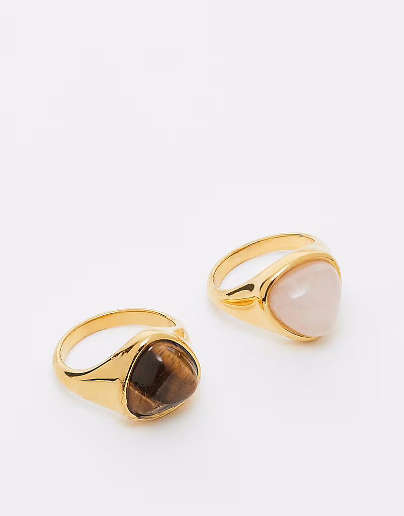 Набор из 2 колец из нержавеющей стали с настоящими полудрагоценными камнями в золотистом оттенке Asos Design
Набор из 2 колец из нержавеющей стали с настоящими полудрагоценными камнями в золотистом оттенке Asos Design