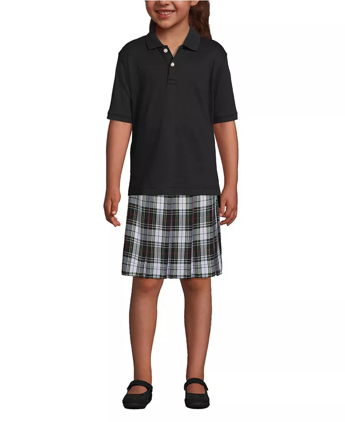 Детская поло с коротким рукавом из интерлока Lands' End, черный 
Детская поло с коротким рукавом из интерлока Lands' End, черный