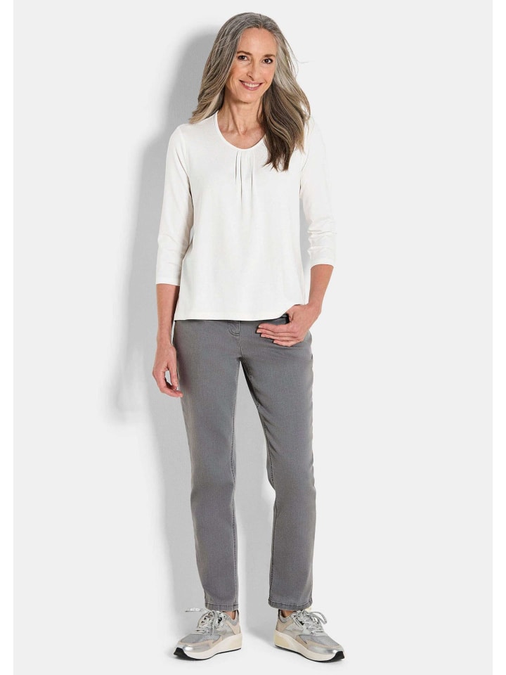 GOLDNER Блузка из вискозы с короткими рукавами, кремово-белого цвета
GOLDNER Блузка из вискозы с короткими рукавами, кремово-белого цвета