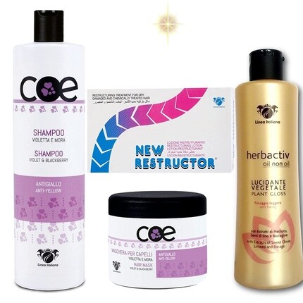 Linea Italiana-Coe Набор шампуня, маски, ампул и сыворотки против желтого цвета
Linea Italiana-Coe Набор шампуня, маски, ампул и сыворотки против желтого цвета