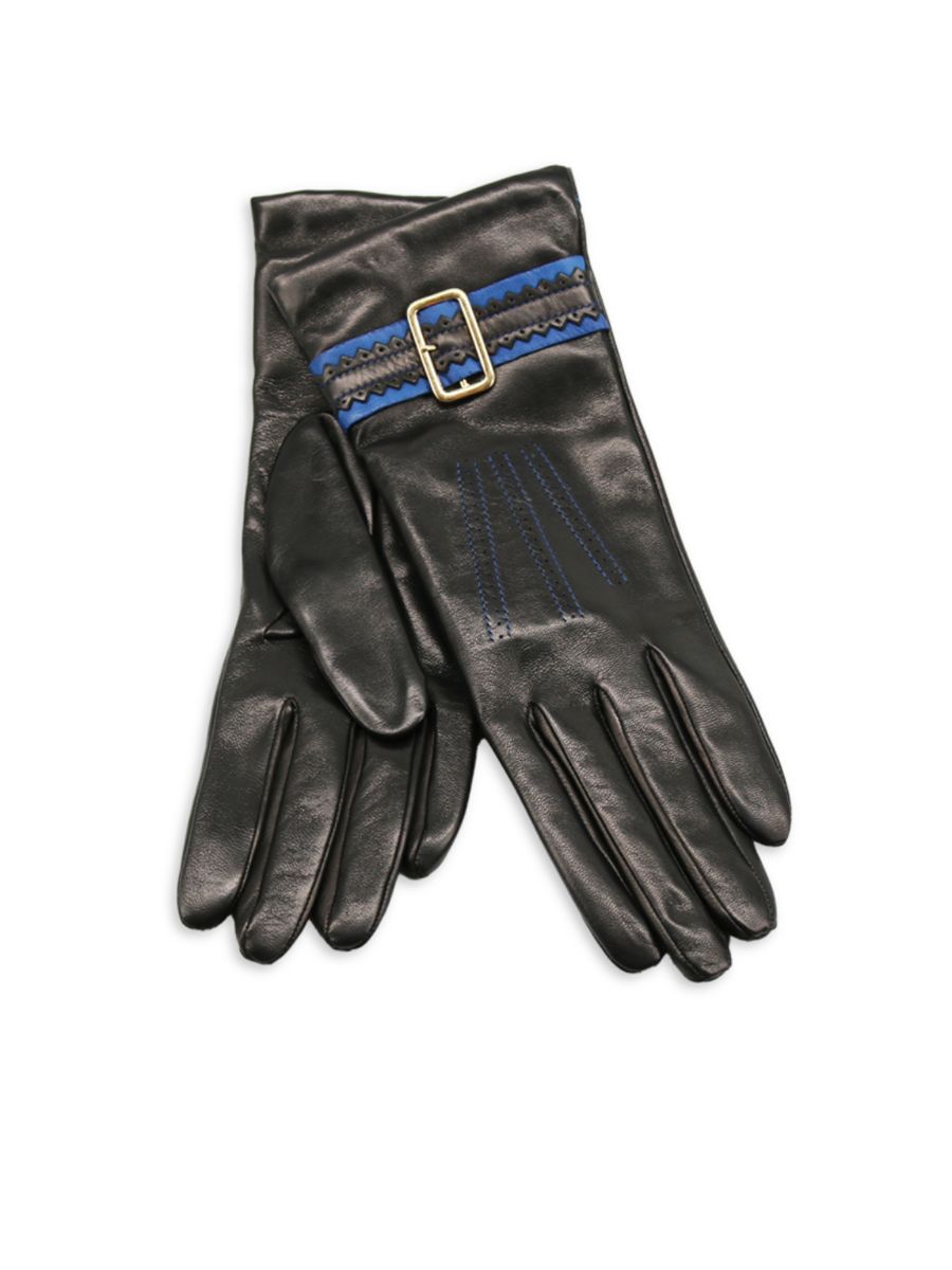 Кожаные перчатки-броги с поясом Portolano, цвет Black Blue 
Кожаные перчатки-броги с поясом Portolano, цвет Black Blue