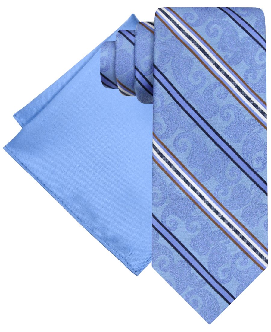 Мужской галстук в полоску с узором пейсли и однотонный нагрудный платок Steve Harvey, Med Blue Sky
Мужской галстук в полоску с узором пейсли и однотонный нагрудный платок Steve Harvey, Med Blue Sky