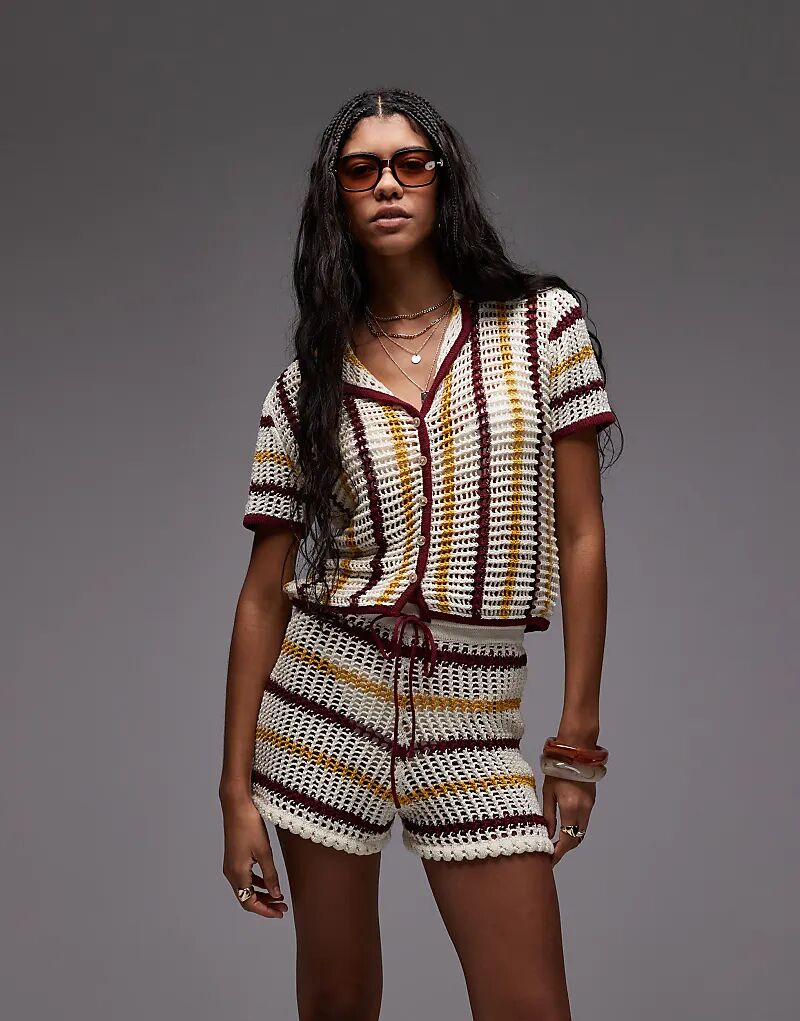 Трикотажная рубашка Topshop в полоску красного, горчичного и кремового цветов
Трикотажная рубашка Topshop в полоску красного, горчичного и кремового цветов