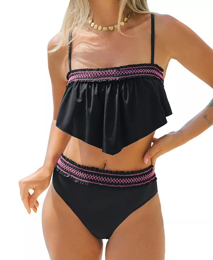 Женские комплекты бикини с оборкой на спине и крючковой строчкой Cupshe, черный
Женские комплекты бикини с оборкой на спине и крючковой строчкой Cupshe, черный