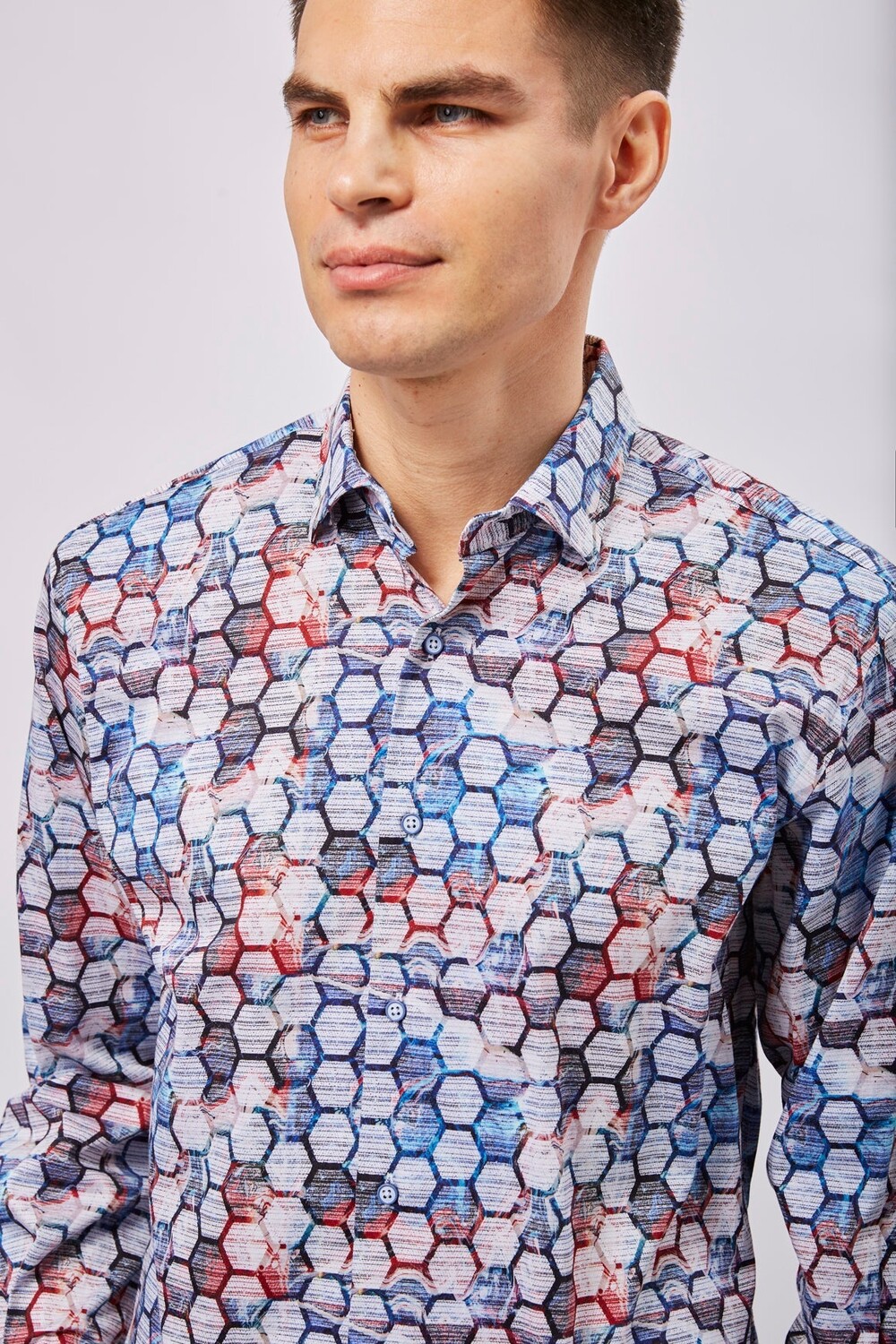 Мульти-темно-синий и белый цвета с черной рубашкой с шестигранником Luchiano Visconti, мультиколор