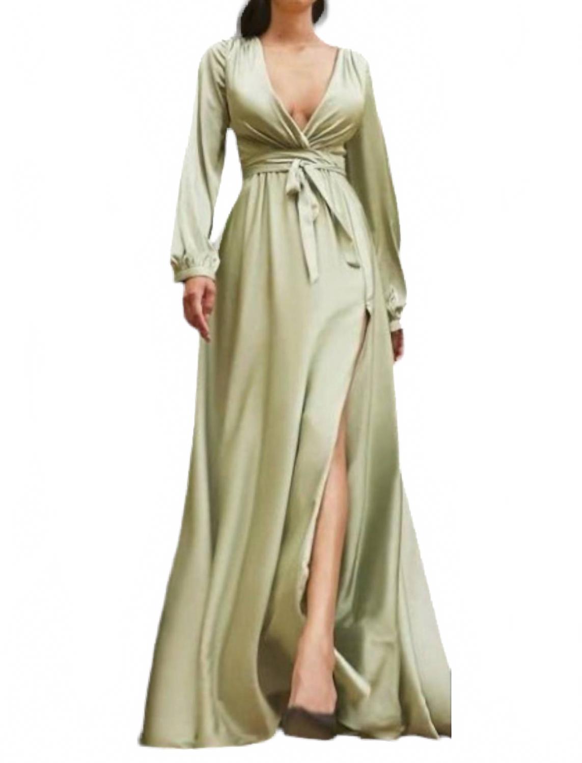 София Длинное платье с рукавами из сатина в цвете шалфей Cinderella Divine, Sage
София Длинное платье с рукавами из сатина в цвете шалфей Cinderella Divine, Sage