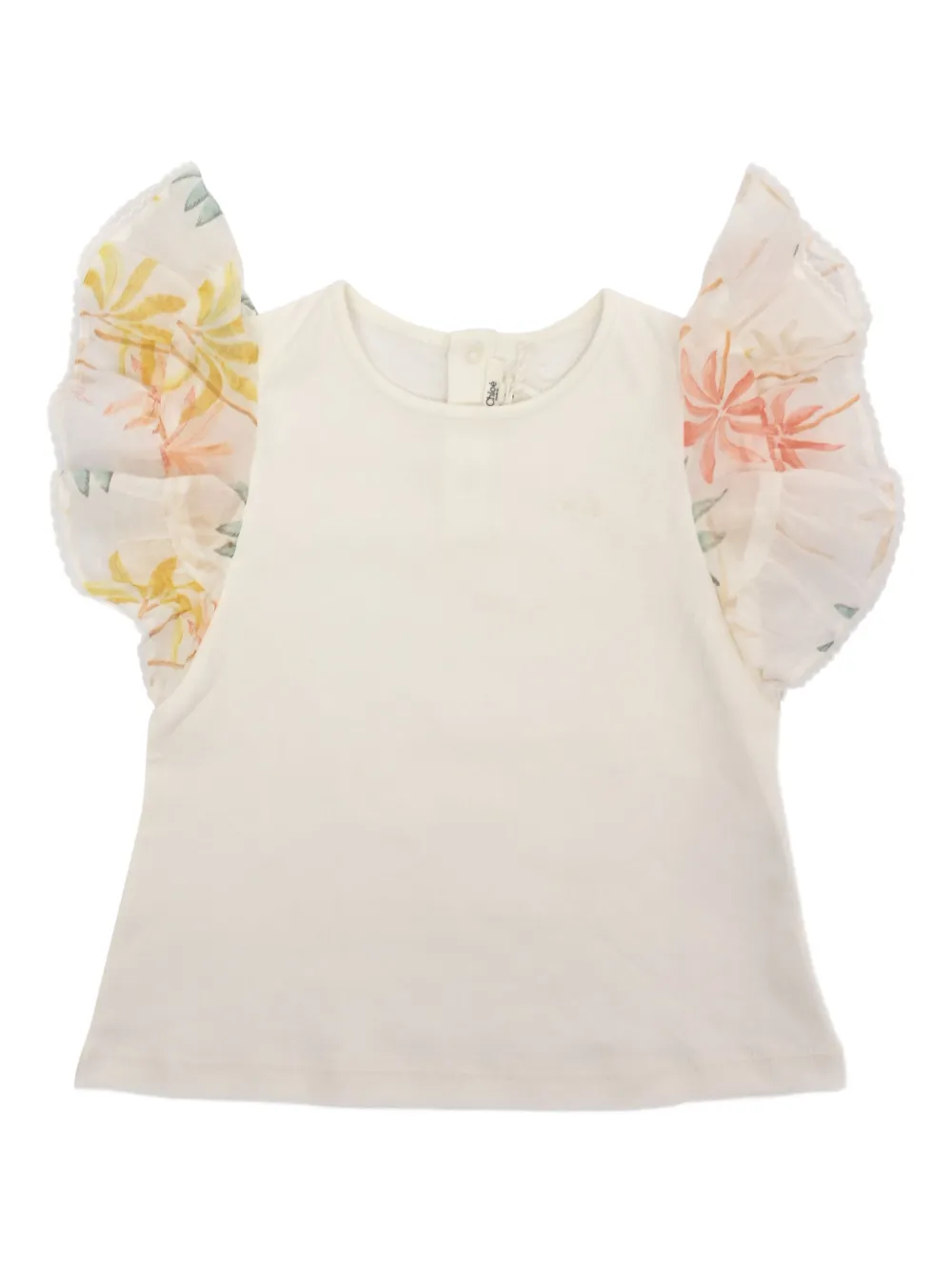 Топ с цветочным принтом и оборками Chloé Kids, белый
Топ с цветочным принтом и оборками Chloé Kids, белый