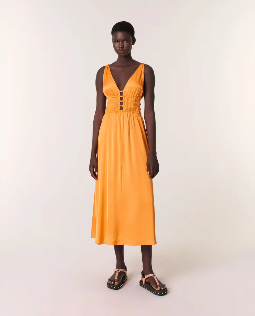 Длинное платье с рюшами Maje, оранжевый
Длинное платье с рюшами Maje, оранжевый