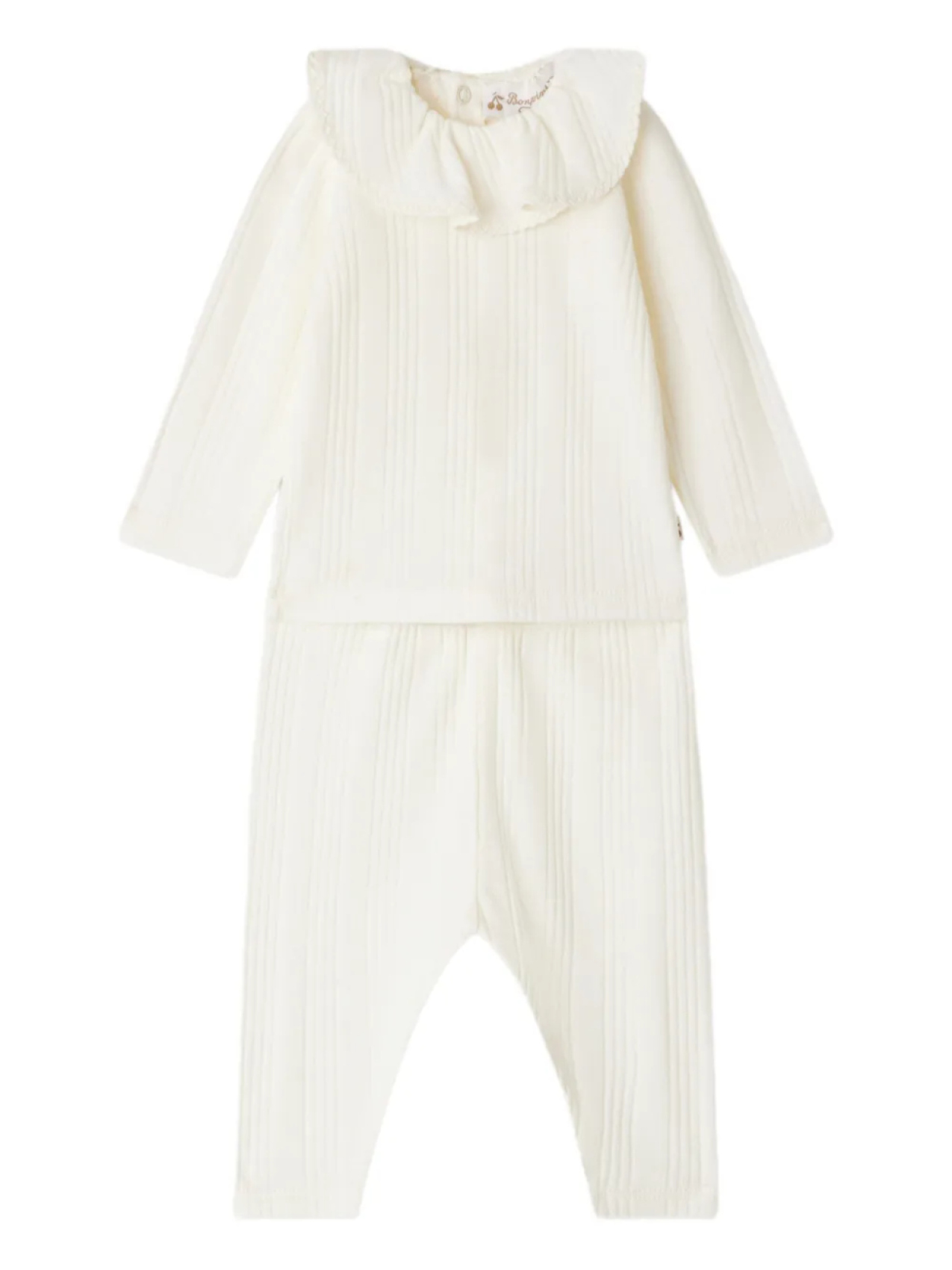 Комплект из двух предметов Bonpoint с ребристым узором и оборками, белый 
Комплект из двух предметов Bonpoint с ребристым узором и оборками, белый