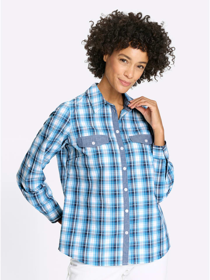 Клетчатая блузка бирюзового и белого цветов Sieh an!
Клетчатая блузка бирюзового и белого цветов Sieh an!