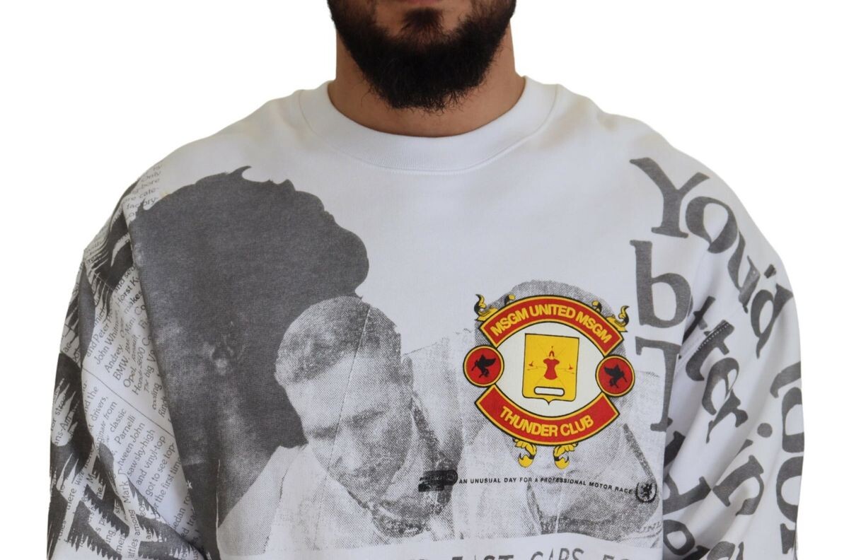 MSGM Хлопковый пуловер с круглым вырезом, белый
MSGM Хлопковый пуловер с круглым вырезом, белый