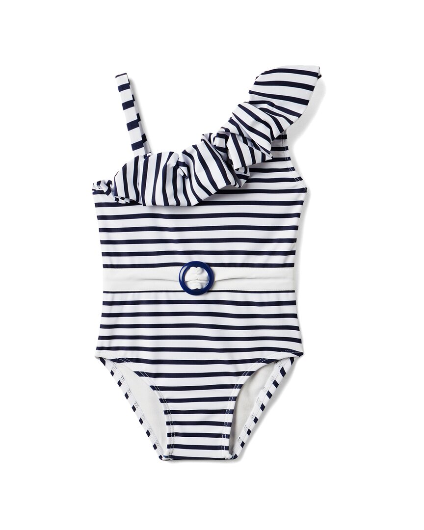 Купальник Janie and Jack из переработанной ткани с полосатыми оборками на плечах, цвет multi